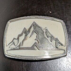 Fosterweld Peak Handmade Steel Belt Buckle - White Rocky Mountains